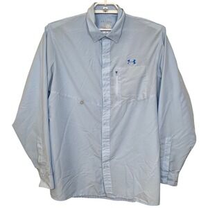 Under Armour HeatGear Vented Fishing‎ Long Sleeve Button Up Shirt Mens XL Blue